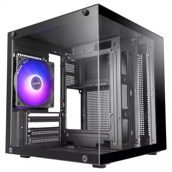 TACENS MARS MC-CUBE caja Micro-ATX, negra, cristal templado, ARGB, USB-C