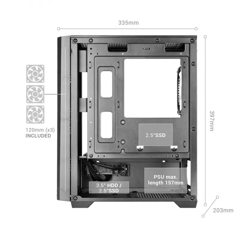 TACENS MARS MC-VECTOR Caja torre Micro-ATX 4xARGB USB-C