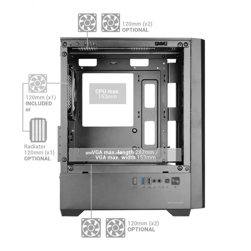 TACENS MARS MC-VECTOR Caja torre Micro-ATX 4xARGB USB-C