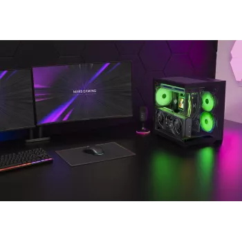 TACENS MARS MC-VIEW3 caja Micro-ATX con 3 ventiladores ARGB, USB-C, cristal templado