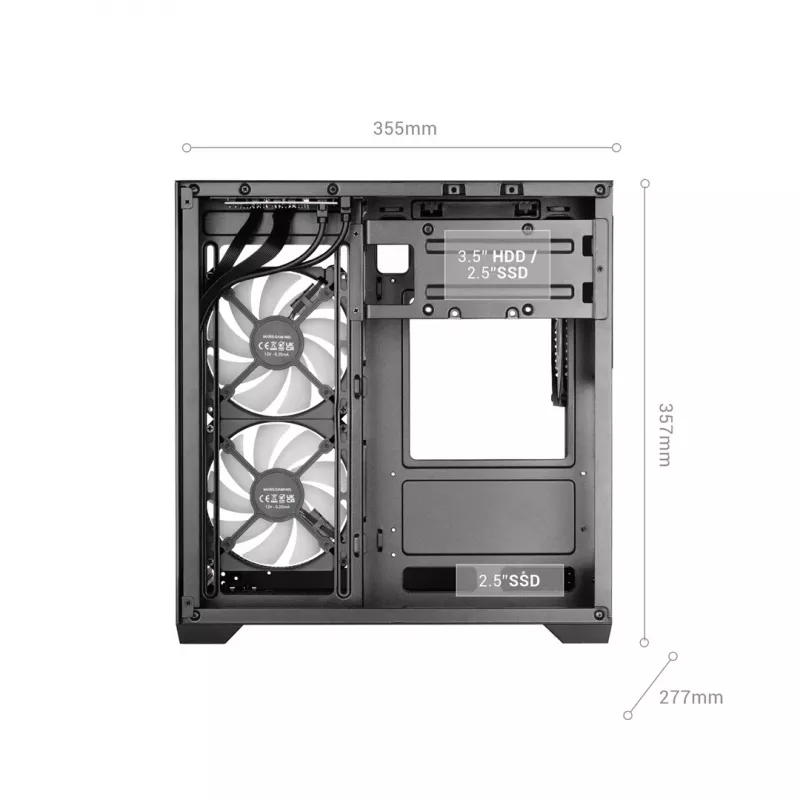 TACENS MARS MC-VIEW3 caja Micro-ATX con 3 ventiladores ARGB, USB-C, cristal templado