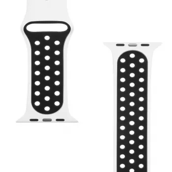 Tactical Apple Watch 42/44/45mm Doble Correa de Silicona Blanco Negro