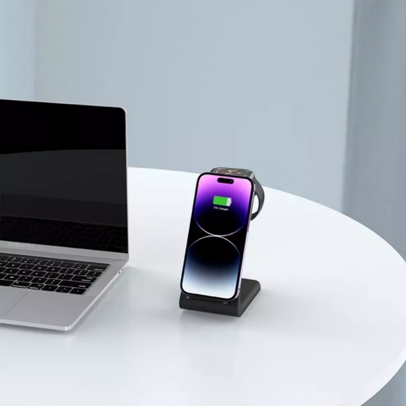 Tech-Protect A8 10W 3 en 1 Wireless Charging Stand para smartphone, auriculares, smartwatch - Negro