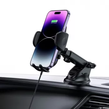 Tech-Protect CM15W-V1 soporte universal de móvil para coche con cargador Qi de 15W para salpicadero y rejilla de ventilación - negro