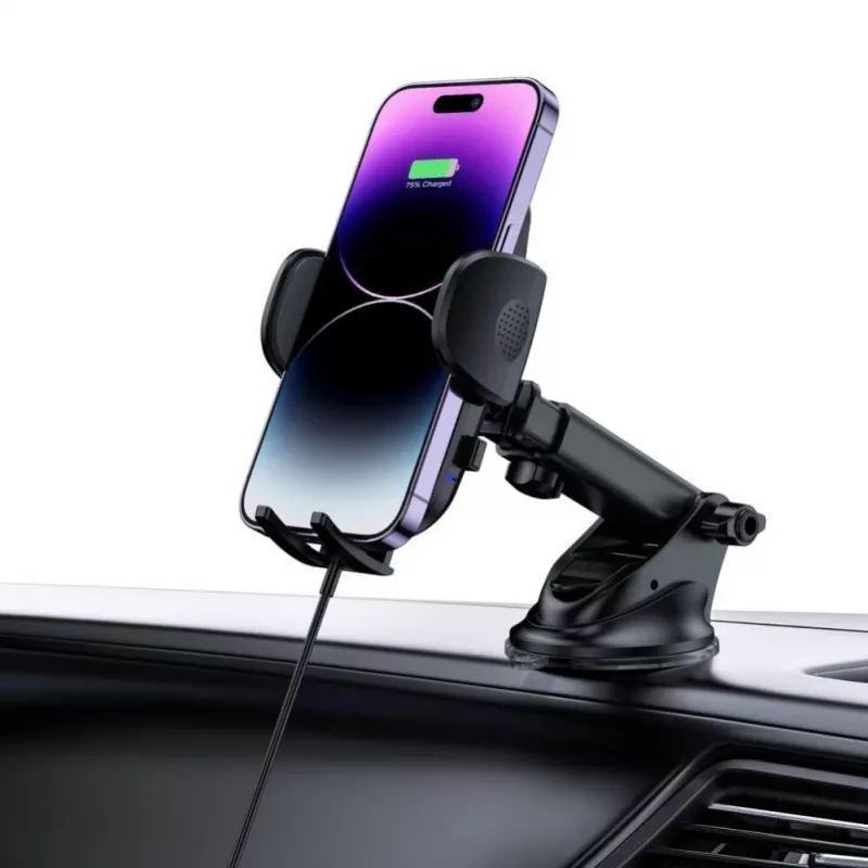 Tech-Protect CM15W-V1 soporte universal de móvil para coche con cargador Qi de 15W para salpicadero y rejilla de ventilación - negro