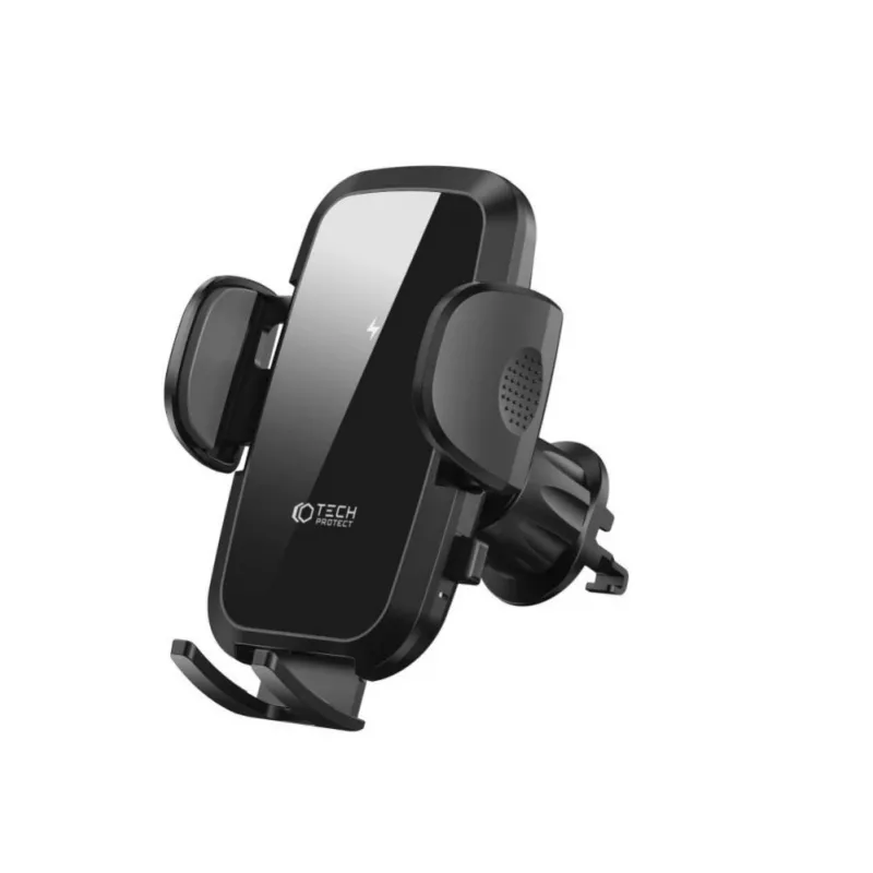 Tech-Protect CM15W-V1 soporte universal de móvil para coche con cargador Qi de 15W para salpicadero y rejilla de ventilación - negro