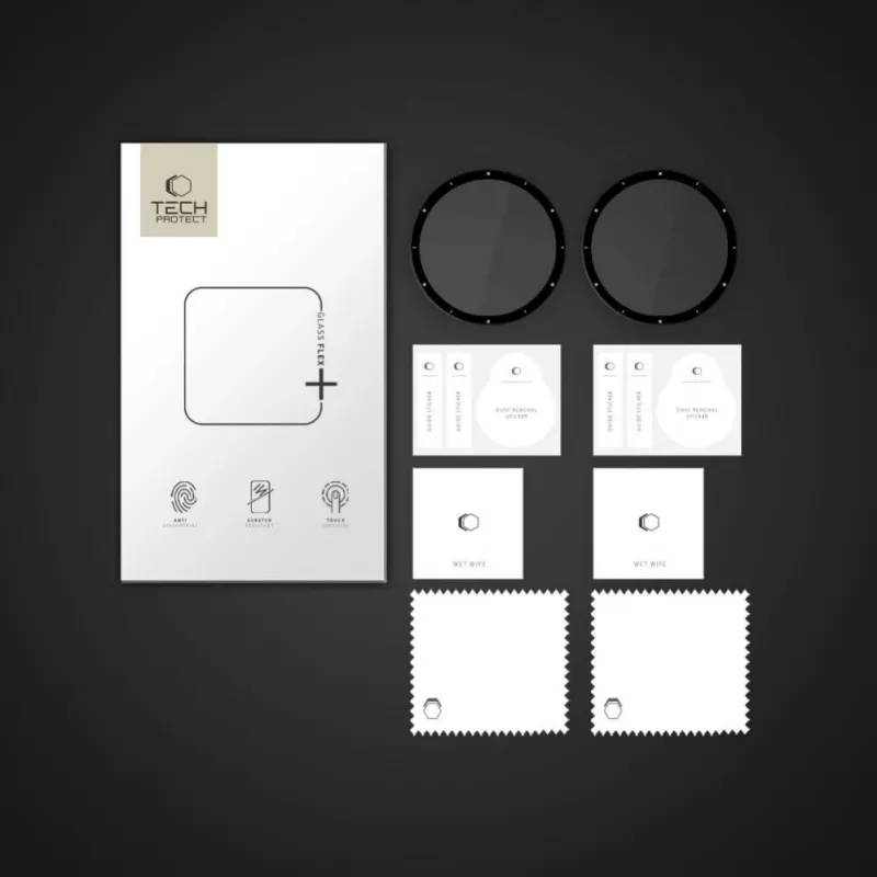 Tech-Protect Glass Flex+ protector de pantalla de cristal híbrido para Garmin Venu 3 (pack de 2, borde negro)