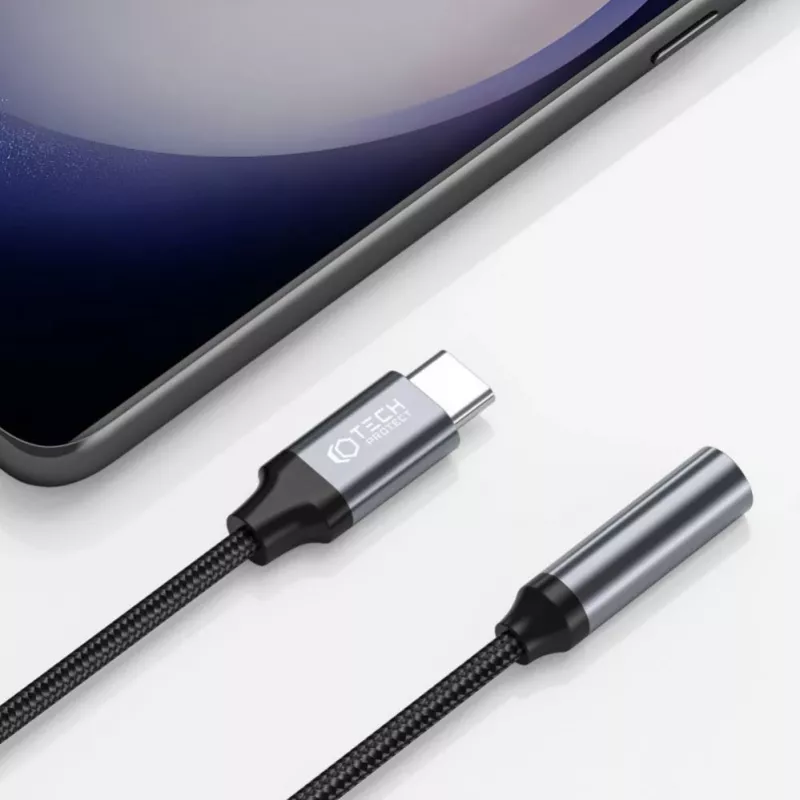 Tech-Protect Adaptador de audio USB-C a minijack de 3,5 mm (conector hembra) - Negro
