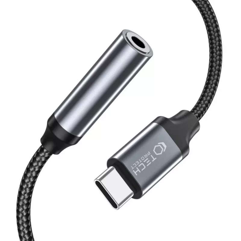 Tech-Protect Adaptador de audio USB-C a minijack de 3,5 mm (conector hembra) - Negro