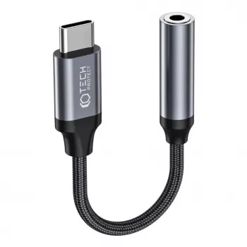 Tech-Protect Adaptador de audio USB-C a minijack de 3,5 mm (conector hembra) - Negro