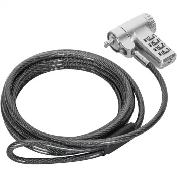 Techly IQ-LOK-17-K Cable de seguridad para portátil con candado de combinación, 2m acero trenzado