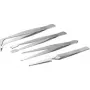 TECLINE set de pinzas de precisión, set de pinzas de acero inoxidable para micromecánica de 4 piezas (94921)