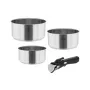 TEESA COOK EXPERT SINGLE HAND juego de utensilios de cocina con mango desmontable, 7 piezas, Ø20/24 cm, antiadherente, inducción, negro