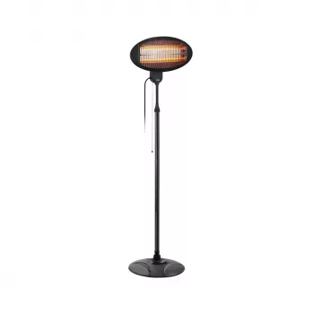 TEESA TSA8050 estufa eléctrica para terraza 2000W infrarrojos halógena con mando a distancia, montaje en pared/techo, IP24, negro/plata
