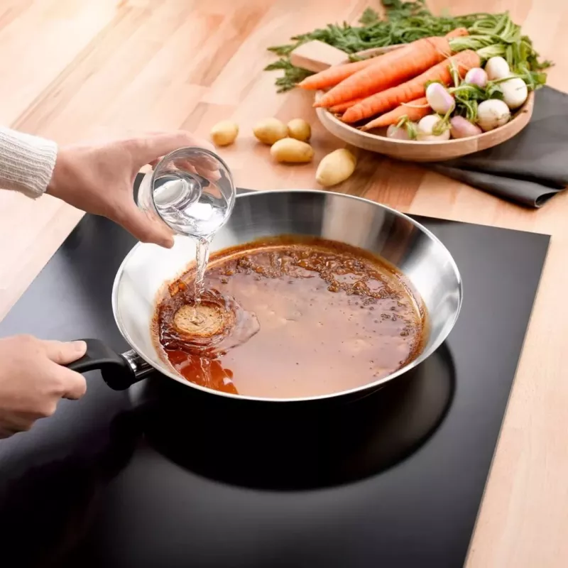 Tefal Duetto On Sartén 28 cm acero inoxidable con revestimiento antiadherente de titanio, Thermo-Signal, apta para inducción