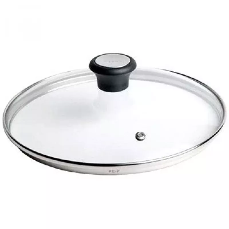 Tefal Tapa de cristal Ø30cm – Tapa de vidrio templado para menaje con orificio de vapor, borde de acero inoxidable, apta para lavavajillas