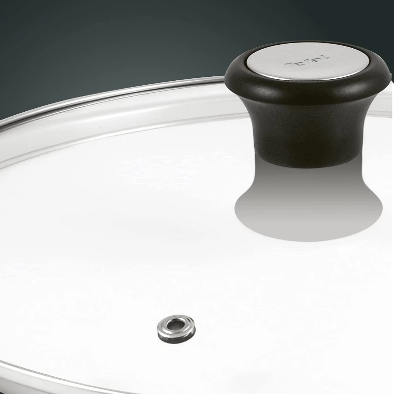 Tefal Tapa de cristal Ø30cm – Tapa de vidrio templado para menaje con orificio de vapor, borde de acero inoxidable, apta para lavavajillas