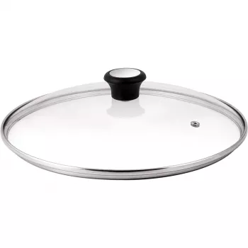 Tefal Tapa de cristal Ø30cm – Tapa de vidrio templado para menaje con orificio de vapor, borde de acero inoxidable, apta para lavavajillas