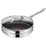 Sartén TEFAL Jamie Oliver Premium de acero inoxidable 28 cm con revestimiento antiadherente de titanio y tapa de cristal