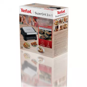 Tefal SuperGrill 3-in-1 GC510DE0 Parrilla de contacto, 2000 W, plata/negro