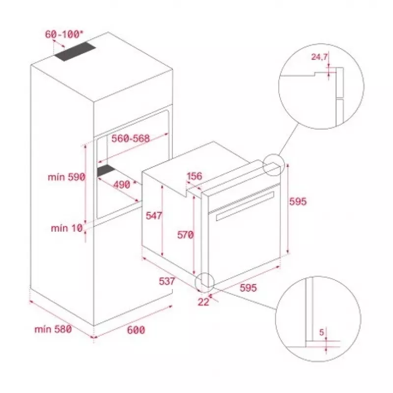 TEKA HSB 6350 SS Horno eléctrico empotrable, 70L, energía A+, acero inoxidable