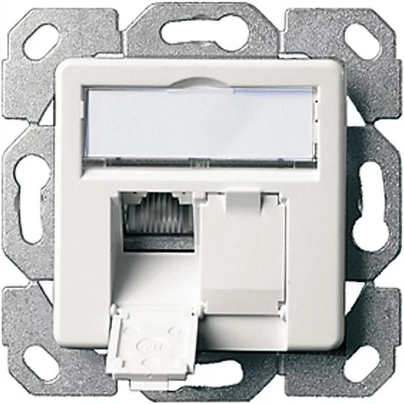 Telegärtner AMJ45 8/8 K Up/50 Toma de datos de empotrar Cat.6A, 2x RJ45, apantallada, blanco perla RAL 1013 J00020A0501