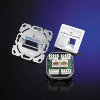 Telegärtner AMJ45 8/8 K Up/50 Toma de datos de empotrar Cat.6A, 2x RJ45, apantallada, blanco perla RAL 1013 J00020A0501