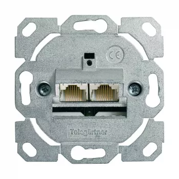 Telegärtner AMJ45 Módulo de conexión de datos, 2 puertos RJ45, Cat.6A blindado, 10G, IDC sin herramienta, carcasa de zinc