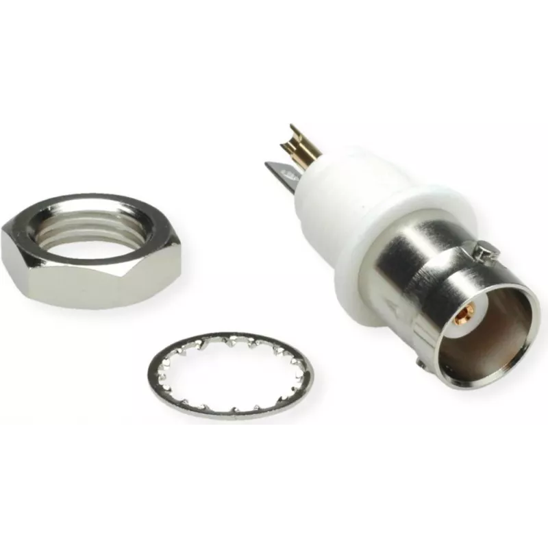 Telegärtner conector hembra BNC de empotrar, aislado 50 ohmios, brida aislante blanca, Z01 - 1 unidad (J01001A0043)
