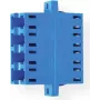 Telegärtner Adaptador LC Quad con casquillo cerámico, multimodo/monomodo, azul, 4 puertos, casquillos de circonia, atenuación de inserción ≤0,2 dB, montaje en panel J08071A0019
