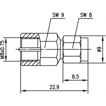 Telegärtner Adaptador coaxial inter-series SMA conector macho a FME conector macho 50 ohmios