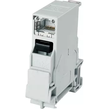 Telegärtner STX Módulo RJ45 Cat.6A apantallado para montaje en carril DIN, gris claro