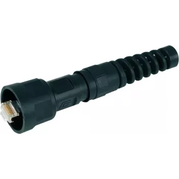 Telegärtner STX V1 Set de conectores macho RJ45, variante de plástico 1, recto, 8P8C, apantallado, negro, 1 ud.