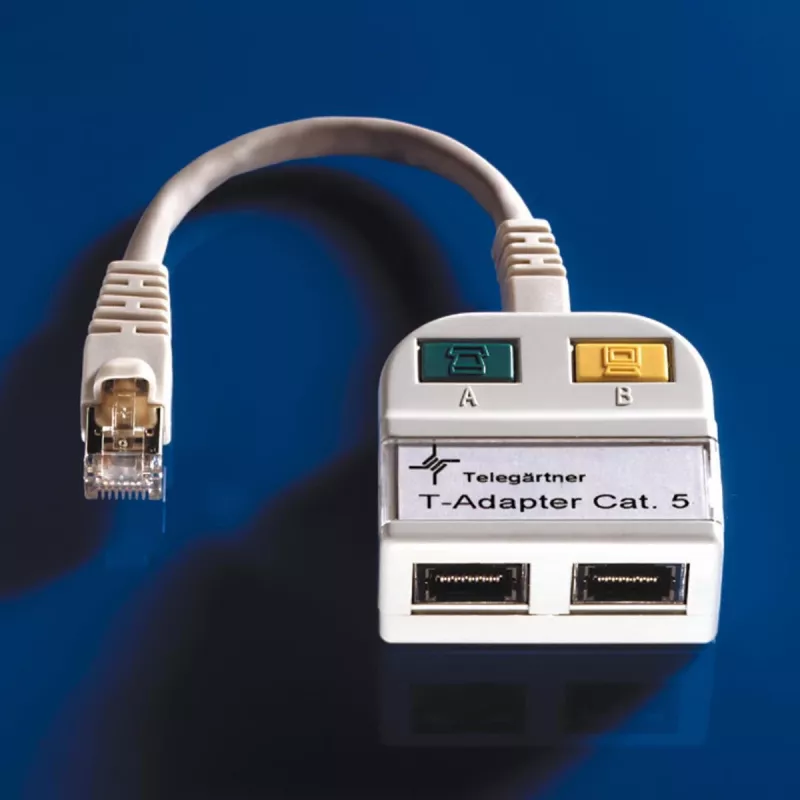 TELEGÄRTNER Adaptador en T Cat5e a 100Base-T/ISDN divisor RJ45 (J00029A0013)