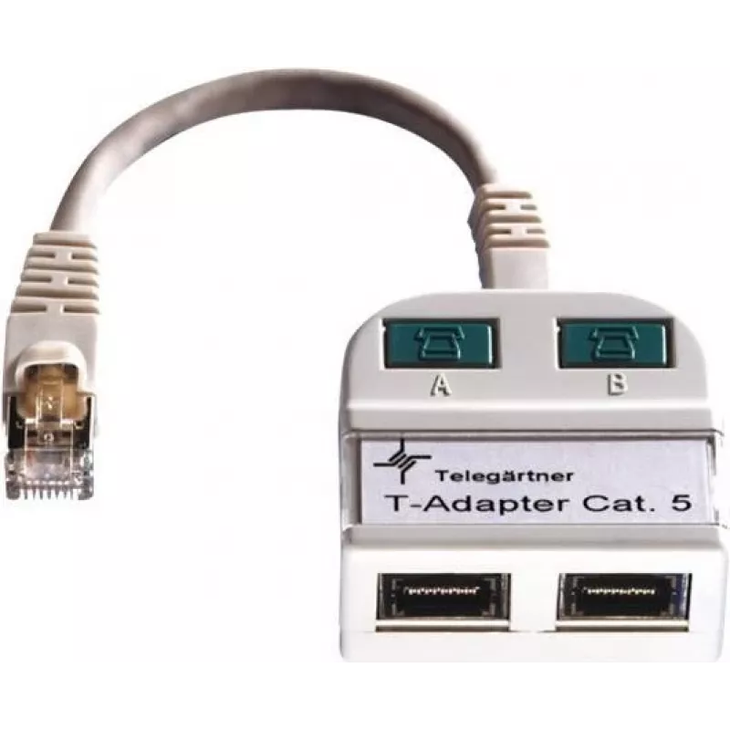 Telegärtner Token Ring Splitter conector macho RJ45 a 2x conector hembra RJ45 apantallado gris claro J00029A0011
