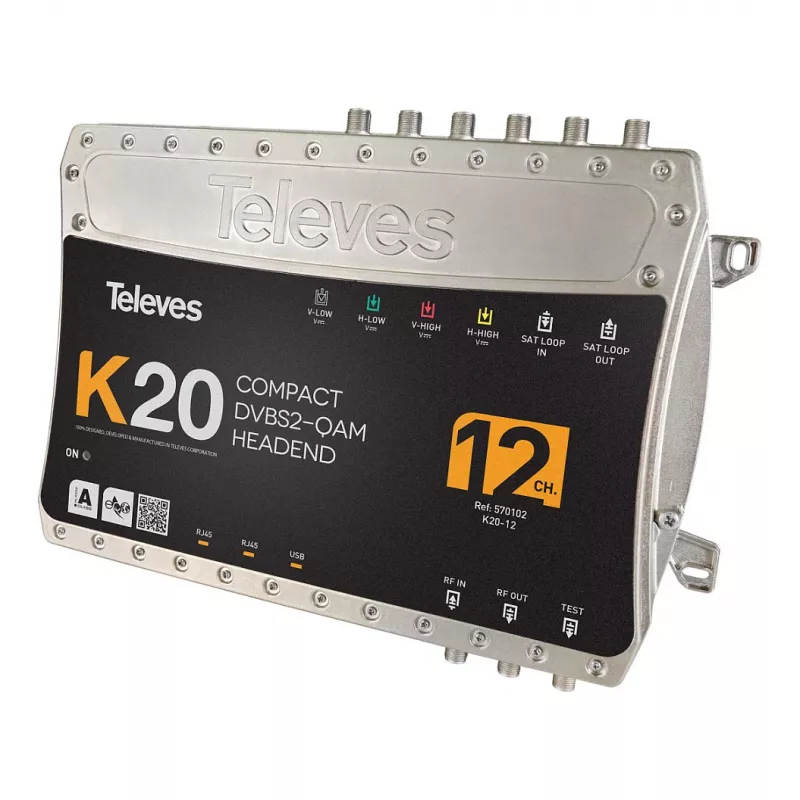 Televes K20-12 cabecera compacta 12 transpondedores DVB-S2 a QAM