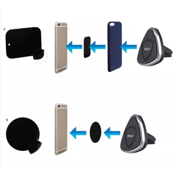 Soporte magnético para móvil TELLUR, montaje en rejilla de ventilación, negro