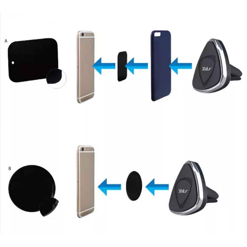 Soporte magnético para móvil TELLUR, montaje en rejilla de ventilación, negro