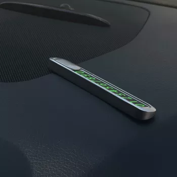 Tellur tarjeta de aparcamiento temporal con número de teléfono, plata metálico