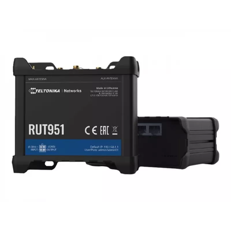 Teltonika RUT951 Router 4G LTE Cat 4 Wi-Fi Dual SIM eSIM con fuente de alimentación UK