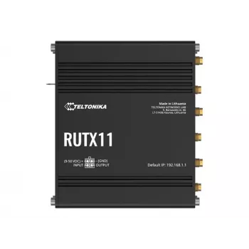 Teltonika RUTX11 router 4G/LTE Cat 6 Dual-SIM, versión US, Wi-Fi 5, 5x Gigabit Ethernet, GPS, aluminio, IP30