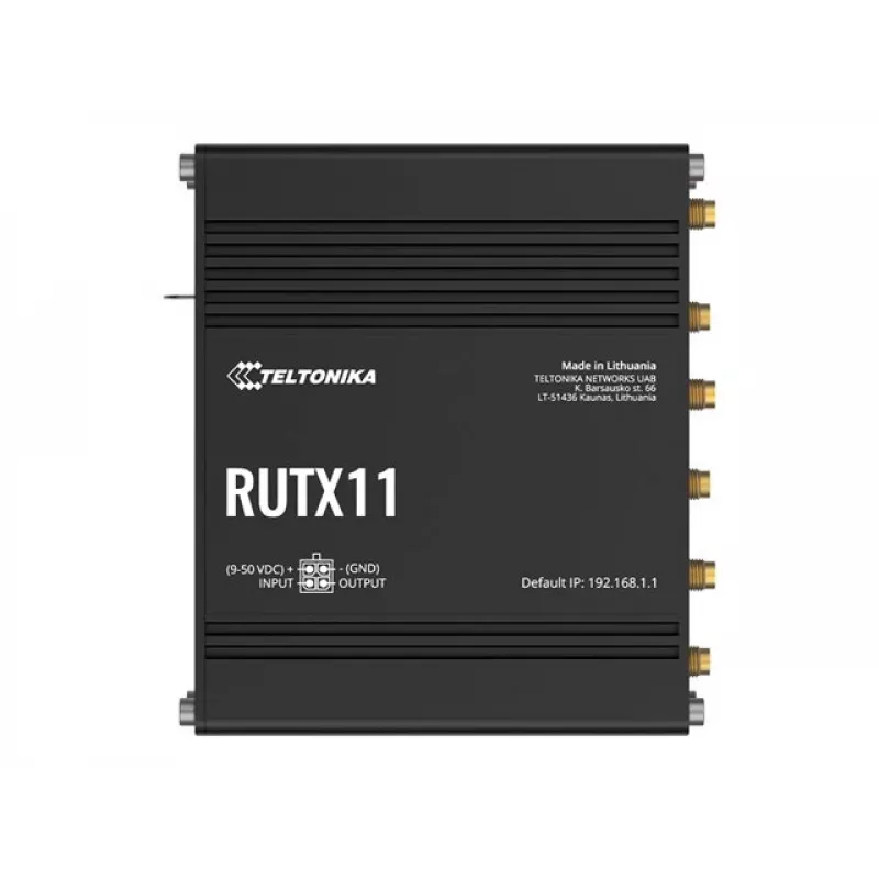 Teltonika RUTX11 router 4G/LTE Cat 6 con doble SIM, versión US, Wi-Fi 5 de doble banda, 4x Gigabit Ethernet, Bluetooth LE, GPS