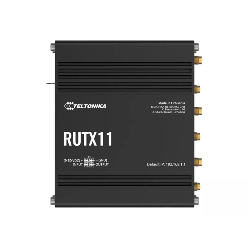 Teltonika RUTX11 router 4G/LTE Cat 6 con doble SIM, versión US, Wi-Fi 5 de doble banda, 4x Gigabit Ethernet, Bluetooth LE, GPS