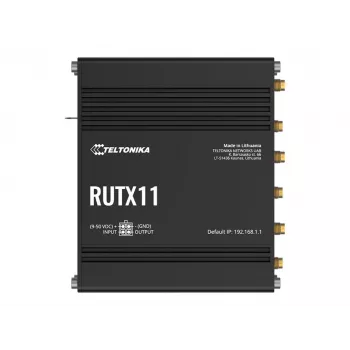 Teltonika RUTX11 router 4G/LTE Cat 6 Dual-SIM, versión US, Wi-Fi 5, 5x Gigabit Ethernet, GPS, aluminio, IP30