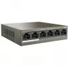 Tenda TEF1106P-4-63W Switch PoE+, 6 puertos Fast Ethernet, 4 puertos PoE+, presupuesto 63W, sobremesa sin ventilador