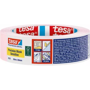 tesa 04333-00019-02 Cinta de enmascarar de crepé rosa claro 50 m x 30 mm