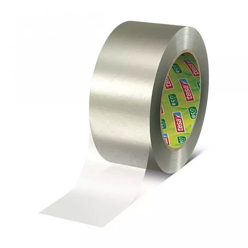 Tesa 58297-00000-01 Cinta de embalar de PVC transparente, 66 m x 50 mm, adhesivo de caucho natural, 60 N de resistencia a la tracción, 1 rollo