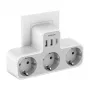 TESSAN Enchufe de pared TS-323-DE-C con 3 tomas AC y 3 puertos USB-A, 16A, 3680W, blanco