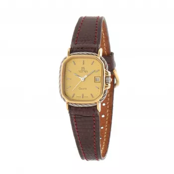 TETRA Reloj de mujer de cuerda manual 124-C-GRNT 23mm Acero inoxidable Gris Piel de ante