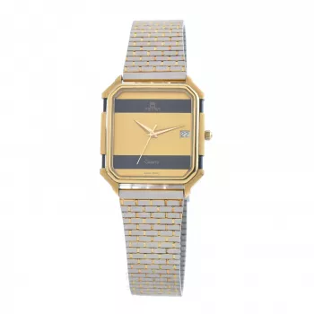 Reloj de mujer TETRA 1128-A 27mm caja de acero inoxidable esfera blanca correa de piel negra cuarzo analógico